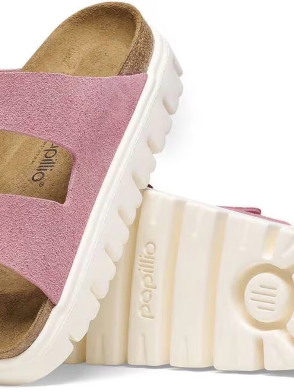 Papillio Candy Pink Suede Two-Strap Lug Sandals by Birkenstock. NWT - Picture 5 of 8